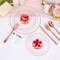 300PCS Clear Rose Gold Plastic Dinnerware - Rose Gold Disposable Dinnerware Set Include 50 Dinner Plates,50 Dessert Plates,50 Knives,50 Forks,50 Spoons,50 Cups for Party, Wedding & Mother’s Day